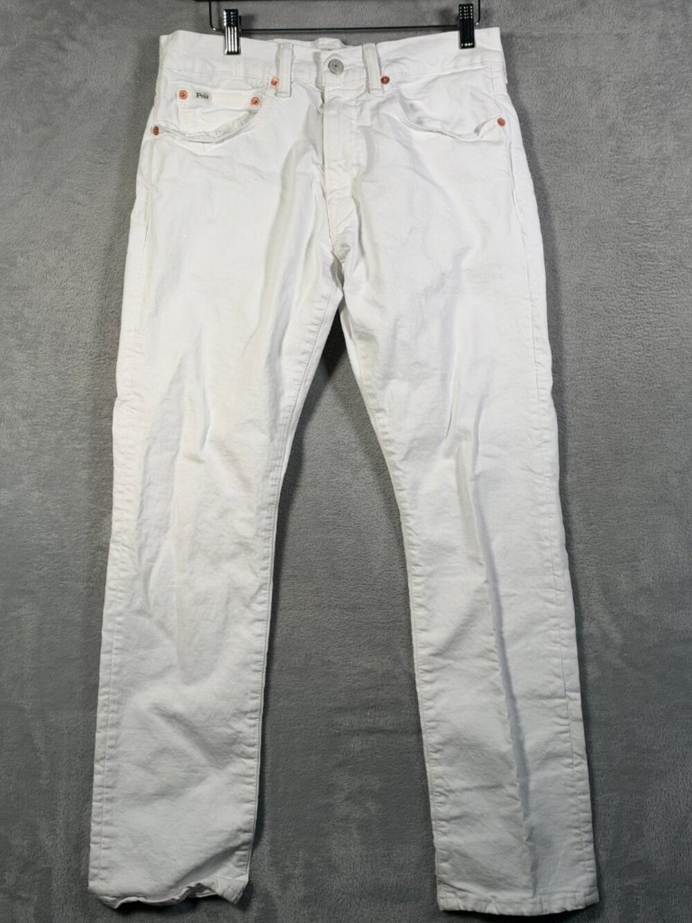 Polo Ralph Lauren Jeans Mens 30x30 White Varick SLIM Fit Straight Denim Stretch